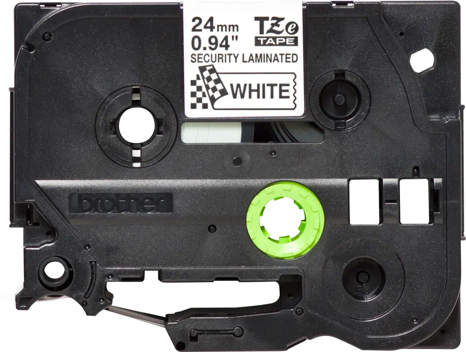 Brother TZeSE5 Cinta Laminada de Seguridad Original de Etiquetas - Texto negro sobre fondo blanco - Ancho 24mm x 8 metros